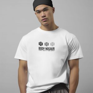 homme-t-shirt-blanc-logo-body-nosaur-sur-fond-gris